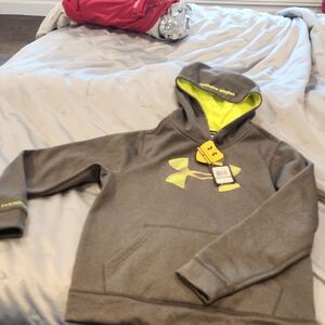 Under Armour Gray and Neon Yellow Kids Hoodie